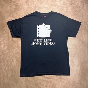 Media Crypt New Line Home Video T-Shirt Black & White Screen Printing Men's L